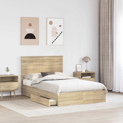 vidaXL Aufbewahrungsbett Sonoma-Eiche 135 x 190 cm Holzwerkstoff