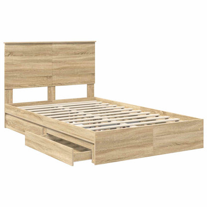 vidaXL Aufbewahrungsbett Sonoma-Eiche 135 x 190 cm Holzwerkstoff