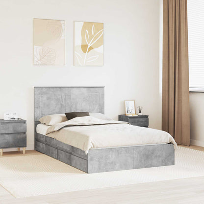 vidaXL Aufbewahrungsbett Beton Grau 135 x 190 cm Holzwerkstoff