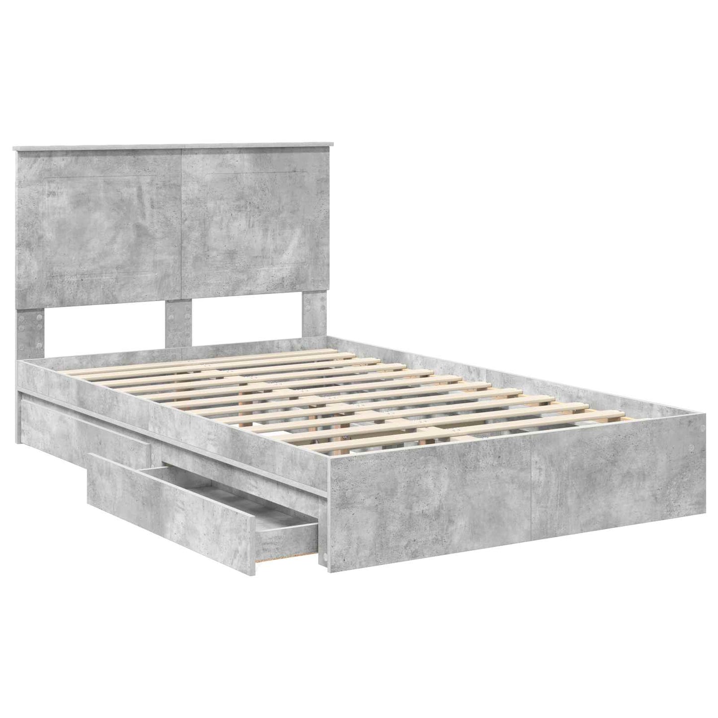vidaXL Aufbewahrungsbett Beton Grau 135 x 190 cm Holzwerkstoff