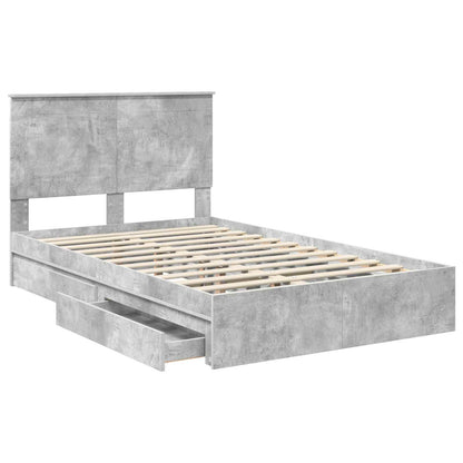 vidaXL Aufbewahrungsbett Beton Grau 135 x 190 cm Holzwerkstoff