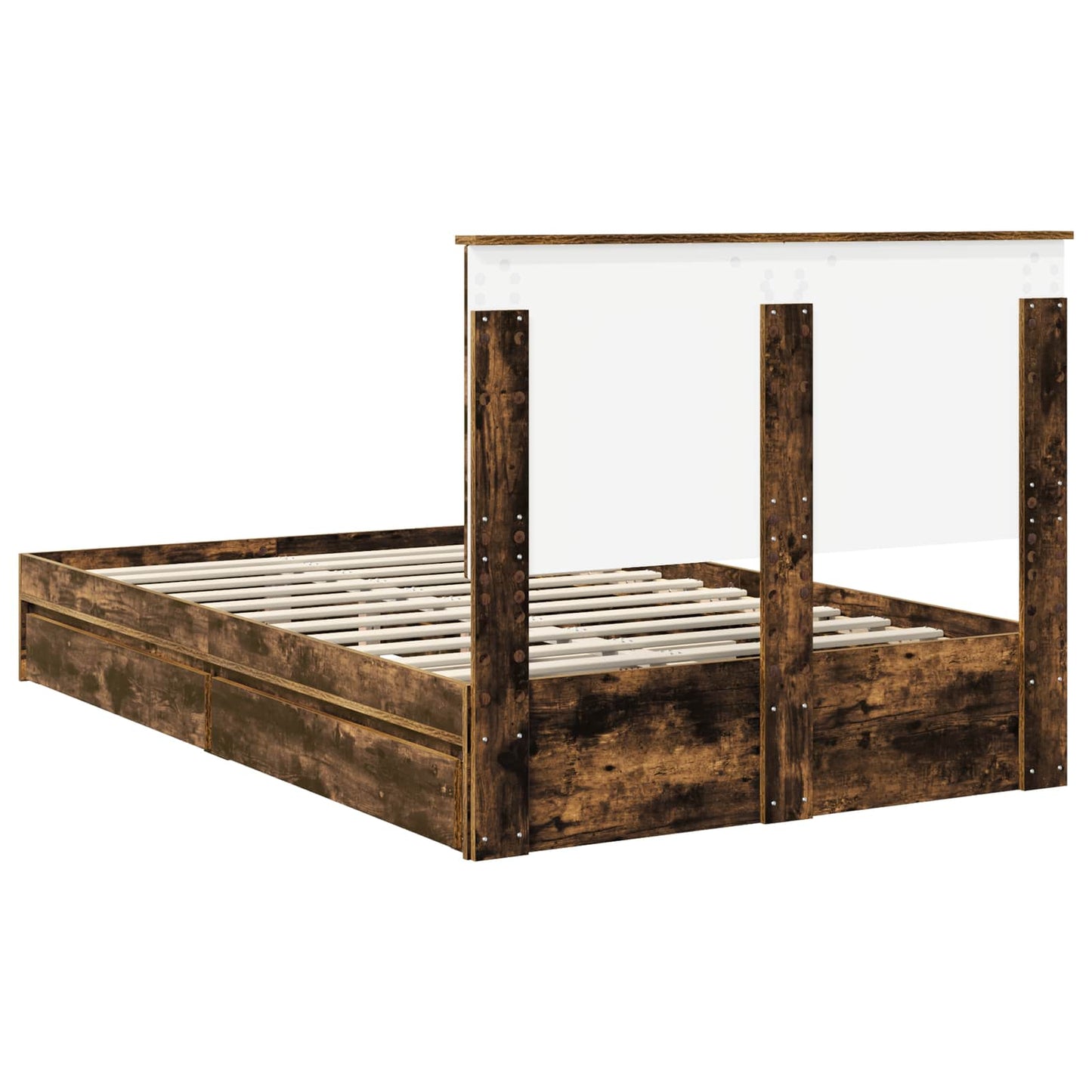 vidaXL Aufbewahrungsbett Geräucherte Eiche 135 x 190 cm Holzwerkstoff