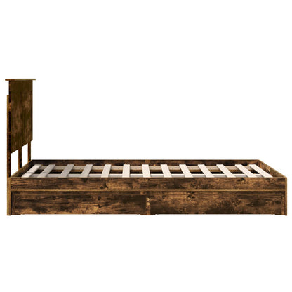 vidaXL Aufbewahrungsbett Geräucherte Eiche 135 x 190 cm Holzwerkstoff
