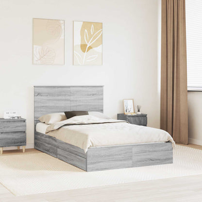 vidaXL Aufbewahrungsbett Graues Sonoma 135 x 190 cm Holzwerkstoff