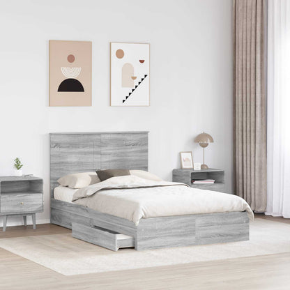 vidaXL Aufbewahrungsbett Graues Sonoma 135 x 190 cm Holzwerkstoff