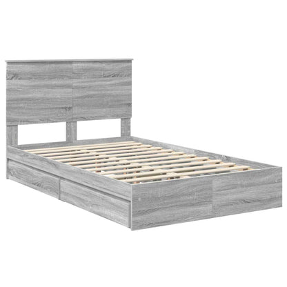 vidaXL Aufbewahrungsbett Graues Sonoma 135 x 190 cm Holzwerkstoff