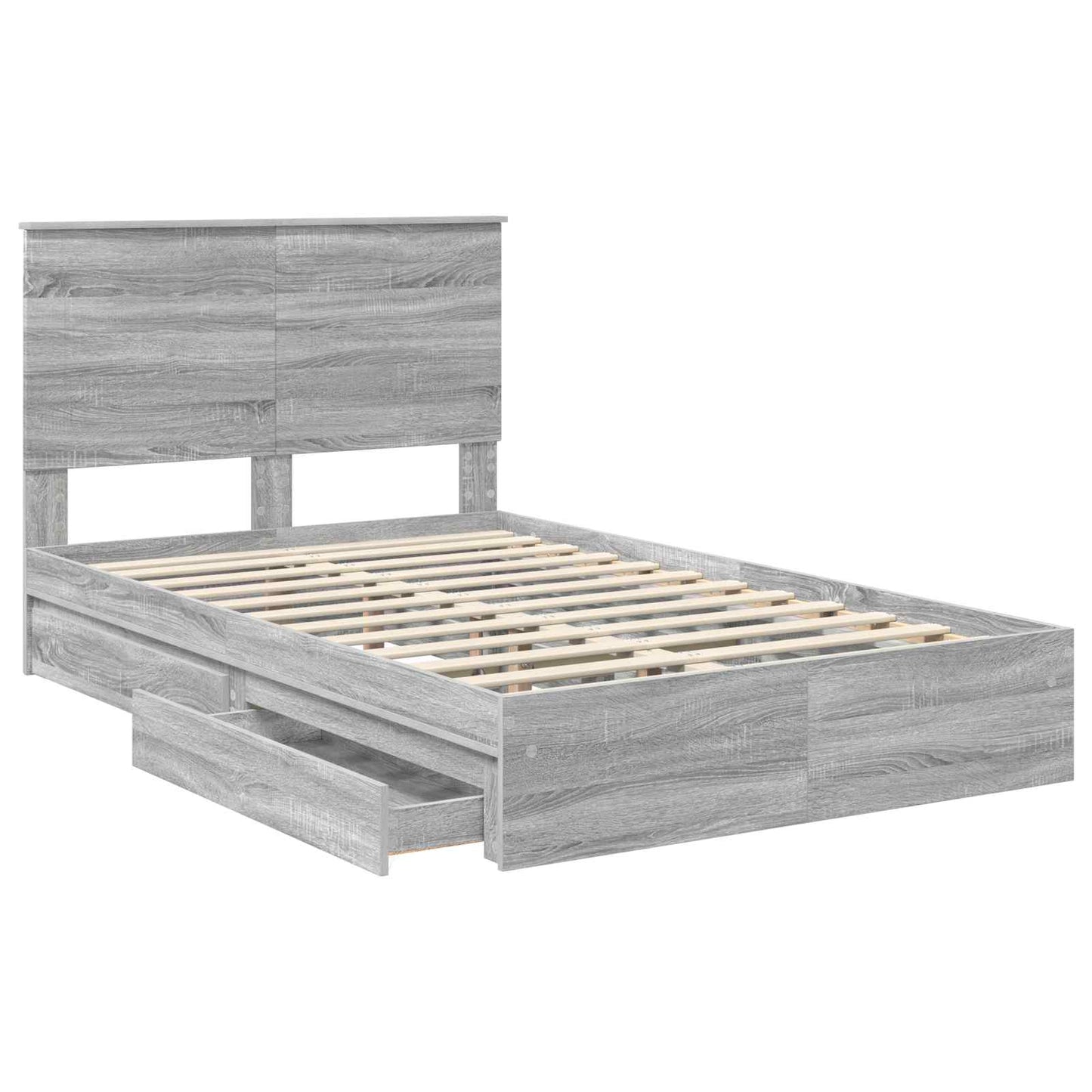 vidaXL Aufbewahrungsbett Graues Sonoma 135 x 190 cm Holzwerkstoff