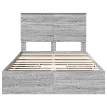 vidaXL Aufbewahrungsbett Graues Sonoma 135 x 190 cm Holzwerkstoff