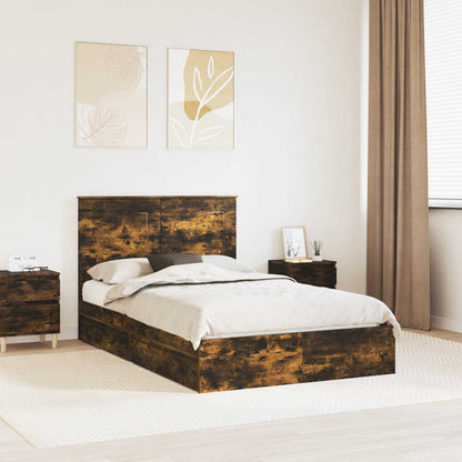 vidaXL Lit de rangement Chêne fumé 120 x 200 cm Bois d'ingénierie