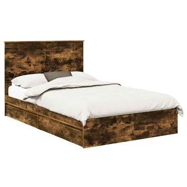 vidaXL Lit de rangement Chêne fumé 120 x 200 cm Bois d'ingénierie