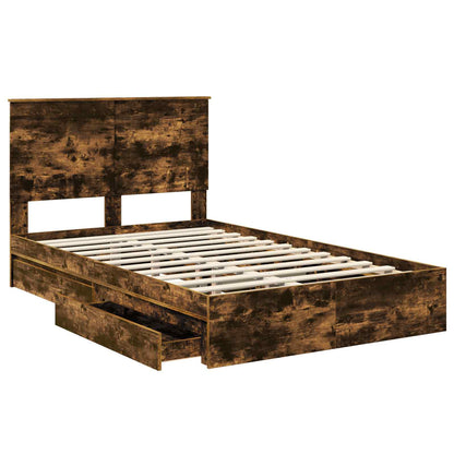 vidaXL Lit de rangement Chêne fumé 120 x 200 cm Bois d'ingénierie