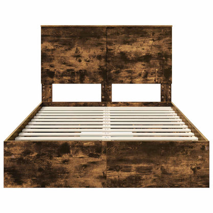 vidaXL Lit de rangement Chêne fumé 120 x 200 cm Bois d'ingénierie