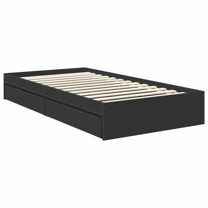 vidaXL Lit coffre noir 100 x 200 cm Bois d'ingénierie