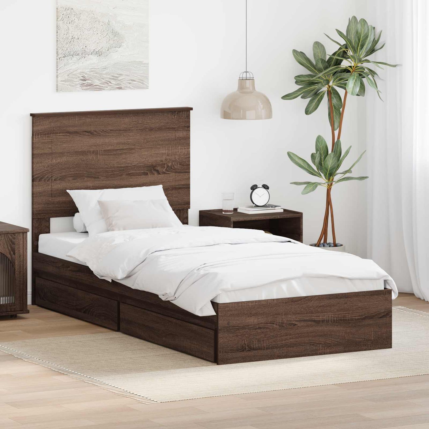 vidaXL Aufbewahrungsbett Braun Eichen-Optik 100 x 200 cm Holzwerkstoff