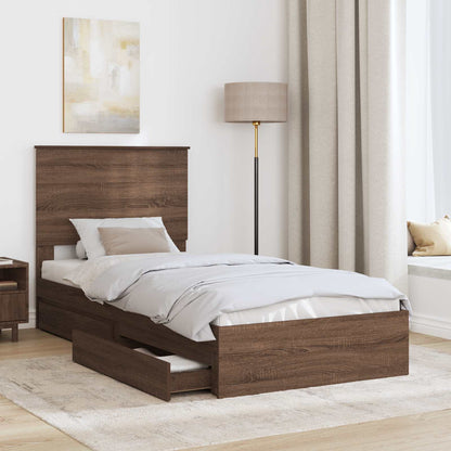 vidaXL Aufbewahrungsbett Braun Eichen-Optik 100 x 200 cm Holzwerkstoff