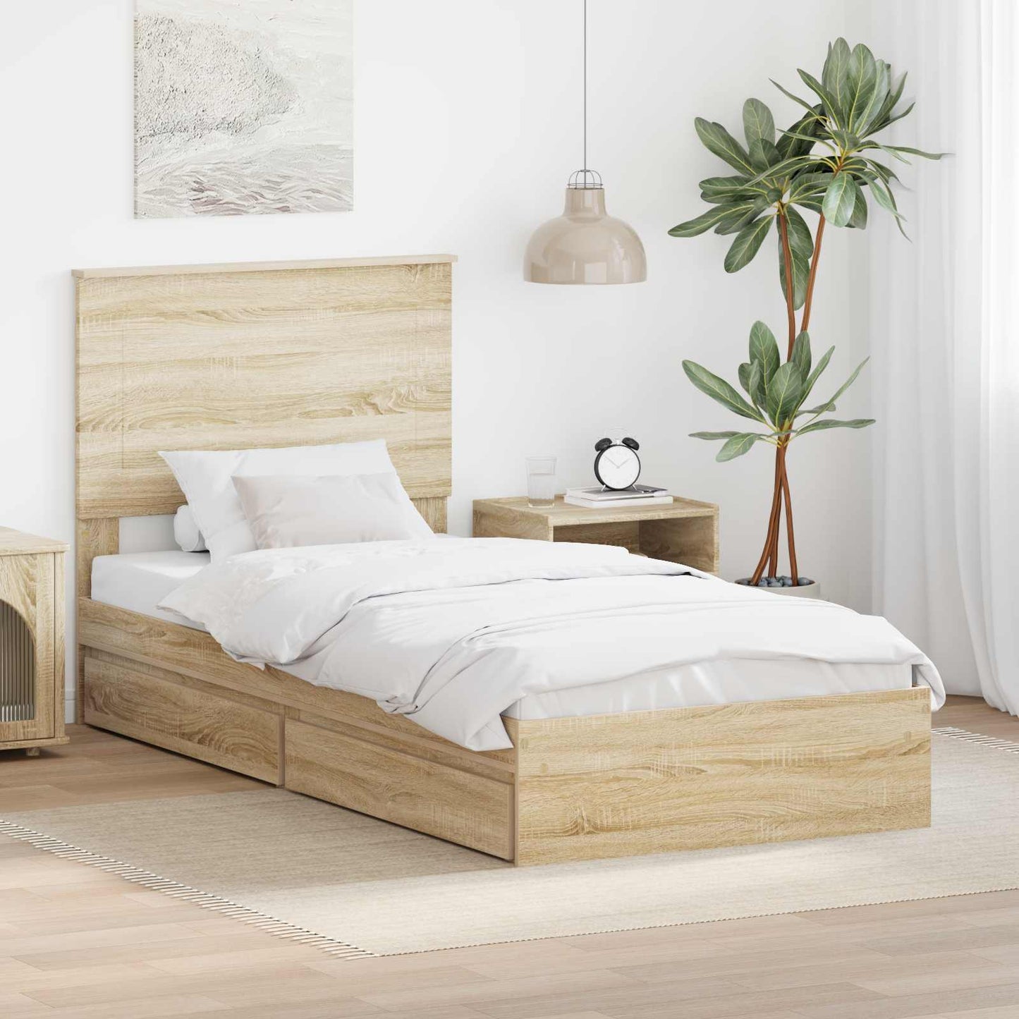 vidaXL Aufbewahrungsbett Sonoma-Eiche 90 x 190 cm Holzwerkstoff