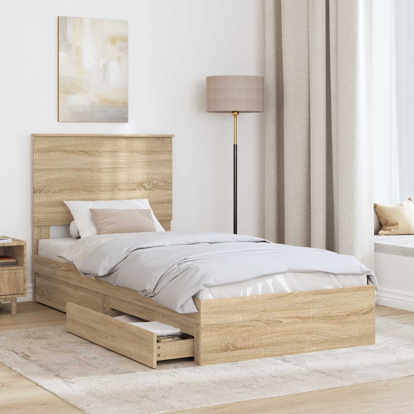 vidaXL Aufbewahrungsbett Sonoma-Eiche 90 x 190 cm Holzwerkstoff
