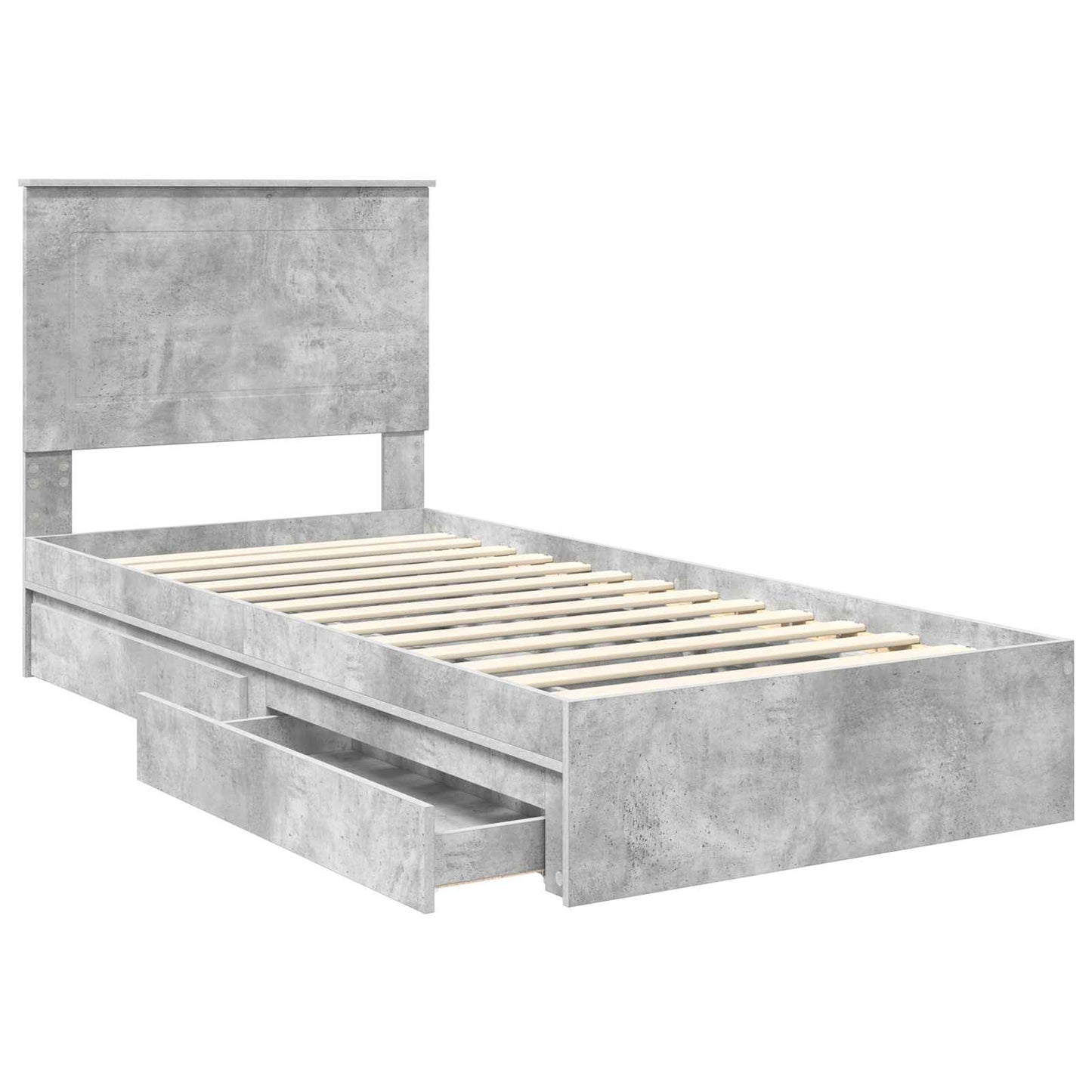 vidaXL Aufbewahrungsbett Beton Grau 90 x 190 cm Holzwerkstoff