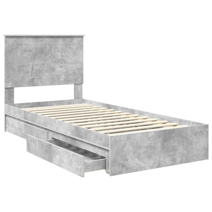 vidaXL Aufbewahrungsbett Beton Grau 90 x 190 cm Holzwerkstoff