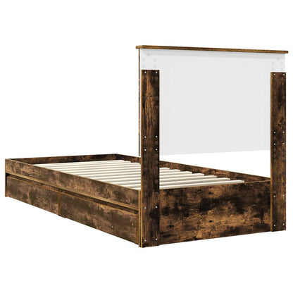 vidaXL Lit de rangement en aggloméré chêne fumé 90 x 190 cm