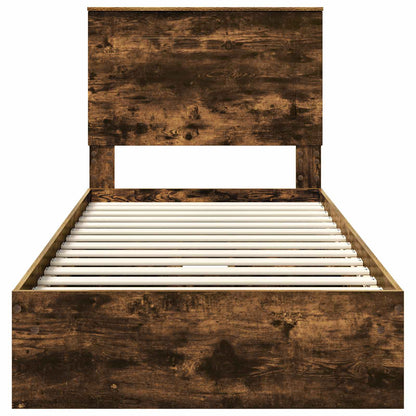 vidaXL Lit de rangement en aggloméré chêne fumé 90 x 190 cm