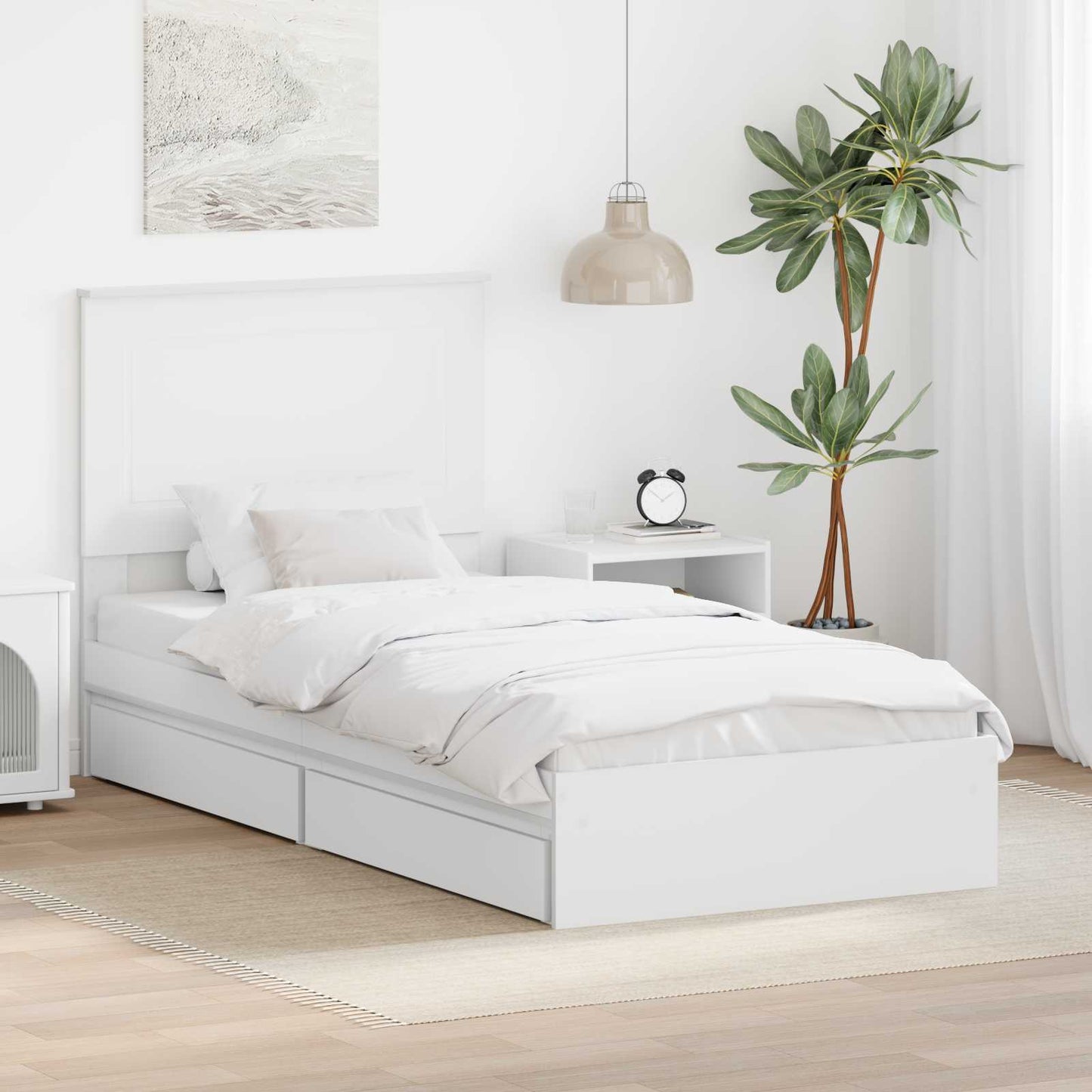 vidaXL Aufbewahrungsbett mit Kopfteil Weiß 90 x 200 cm Holzwerkstoff