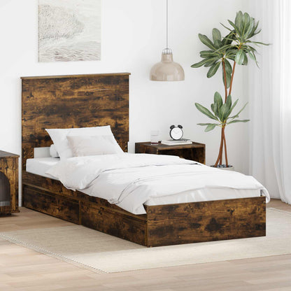 vidaXL Aufbewahrungsbett Geräucherte Eiche 90 x 200 cm Holzwerkstoff