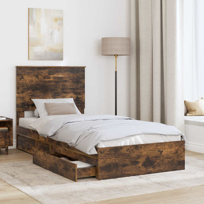 vidaXL Aufbewahrungsbett Geräucherte Eiche 90 x 200 cm Holzwerkstoff