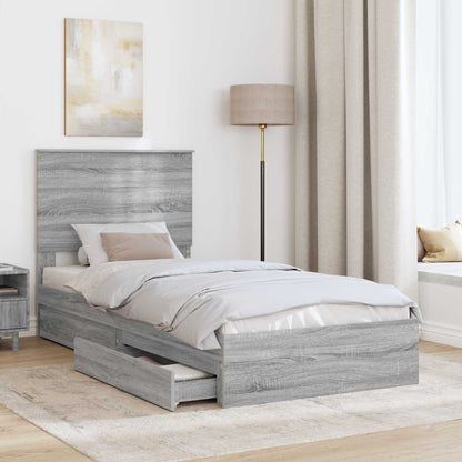 vidaXL Lit de rangement gris sonoma 90 x 200 cm Aggloméré