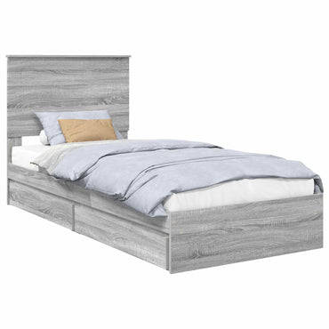 vidaXL Lit de rangement gris sonoma 90 x 200 cm Aggloméré