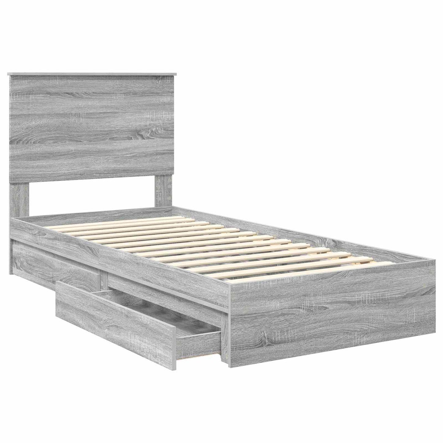vidaXL Lit de rangement gris sonoma 90 x 200 cm Aggloméré