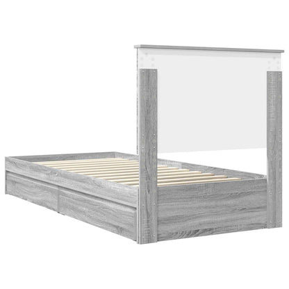 vidaXL Lit de rangement gris sonoma 90 x 200 cm Aggloméré
