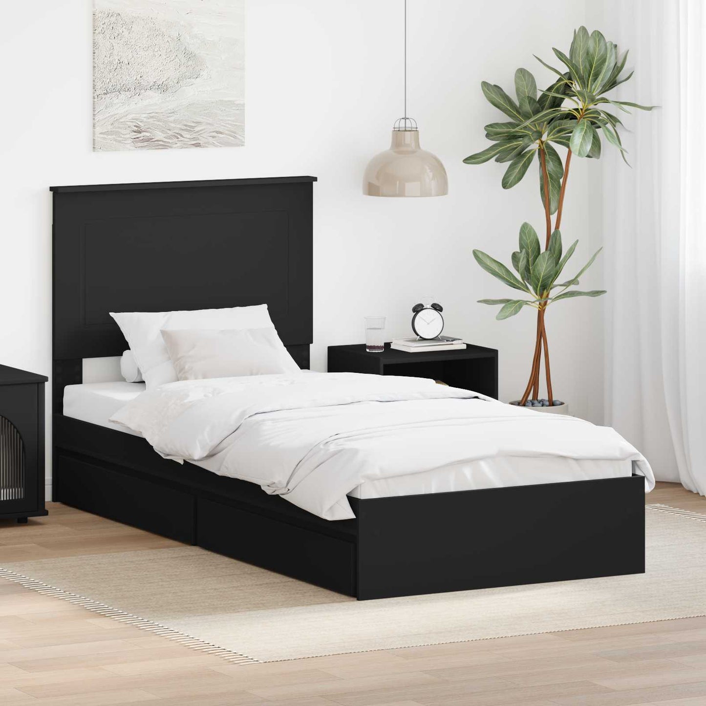 vidaXL Aufbewahrungsbett Schwarz 75 x 190 cm Holzwerkstoff