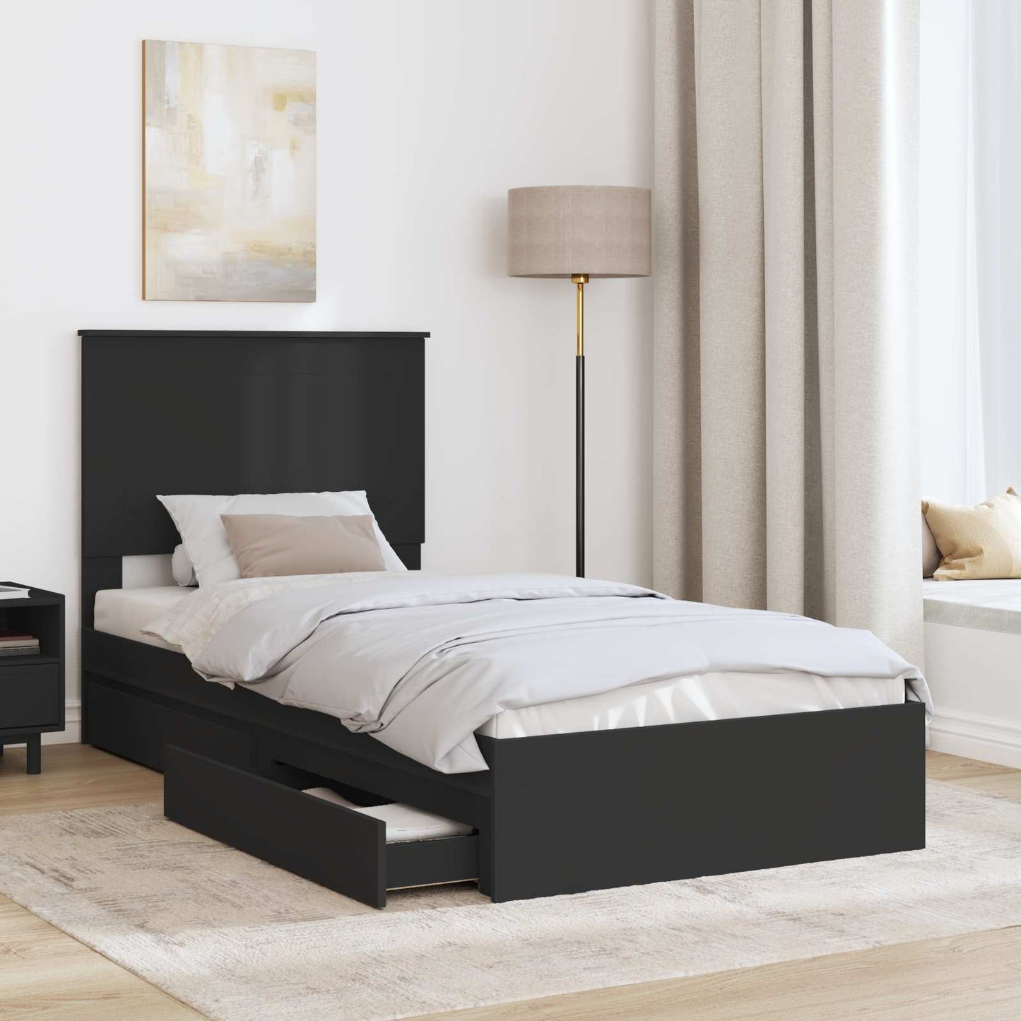 vidaXL Aufbewahrungsbett Schwarz 75 x 190 cm Holzwerkstoff