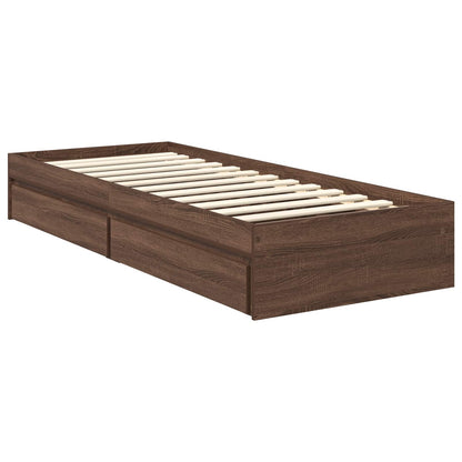 vidaXL Aufbewahrungsbett Braun Eichen-Optik 75 x 190 cm Holzwerkstoff