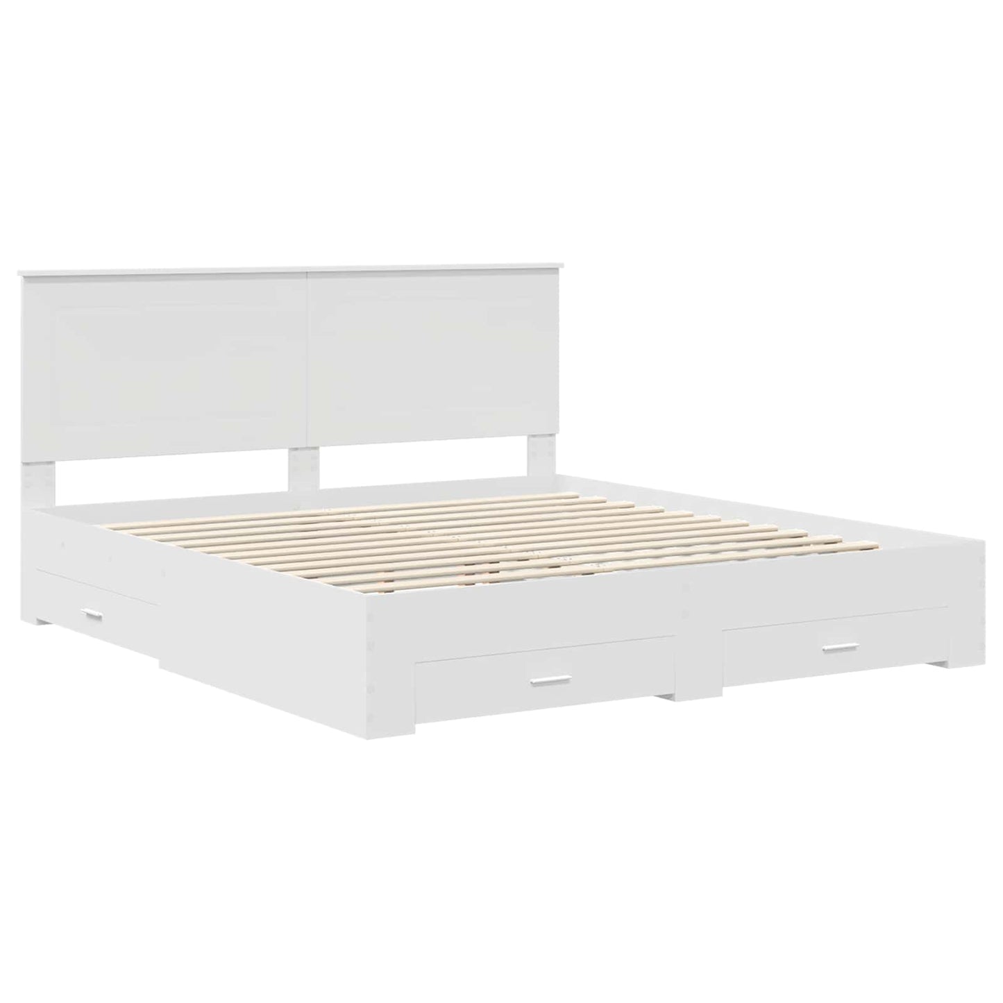vidaXL Bettrahmen mit Kopfteil Weiß 200 x 200 cm Holzwerkstoff