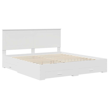 vidaXL Bettrahmen mit Kopfteil Weiß 200 x 200 cm Holzwerkstoff