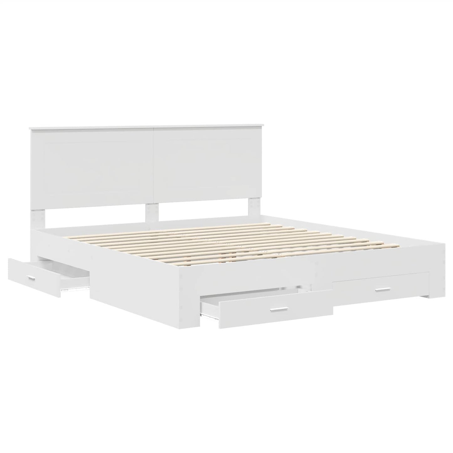 vidaXL Bettrahmen mit Kopfteil Weiß 200 x 200 cm Holzwerkstoff