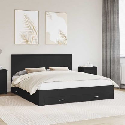 vidaXL Bettrahmen Schwarz und Silber 200 x 200 cm Holzwerkstoff