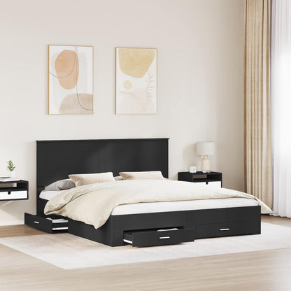 vidaXL Bettrahmen Schwarz und Silber 200 x 200 cm Holzwerkstoff