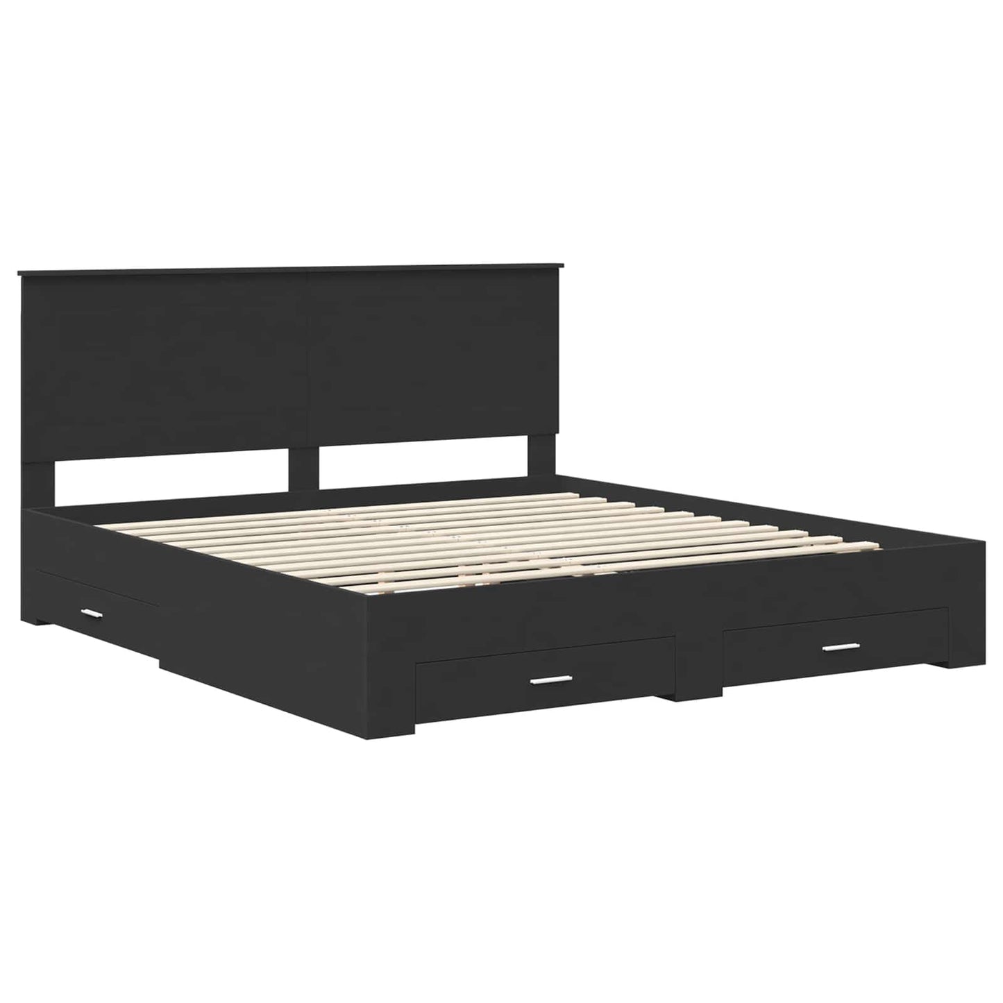 vidaXL Bettrahmen Schwarz und Silber 200 x 200 cm Holzwerkstoff