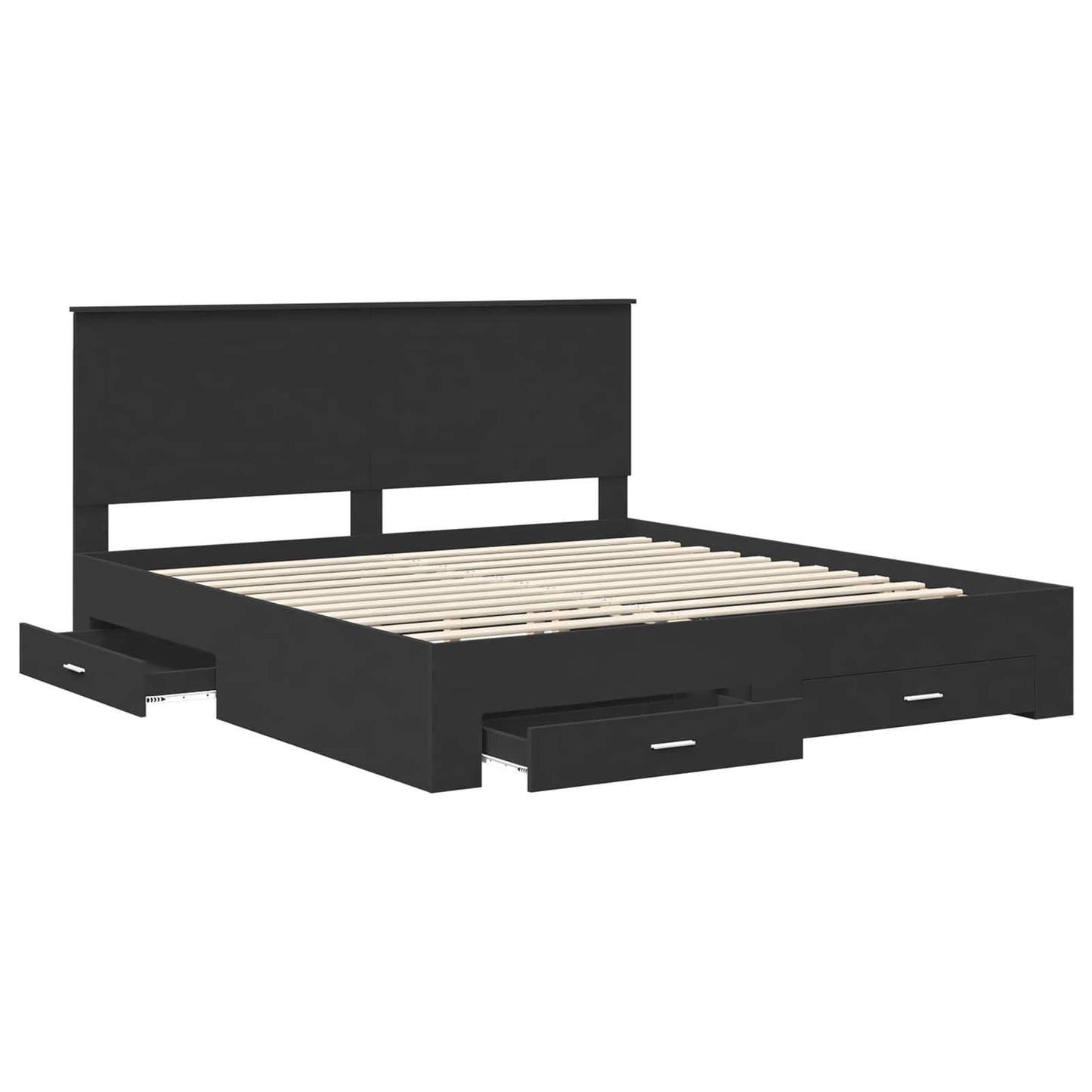vidaXL Bettrahmen Schwarz und Silber 200 x 200 cm Holzwerkstoff