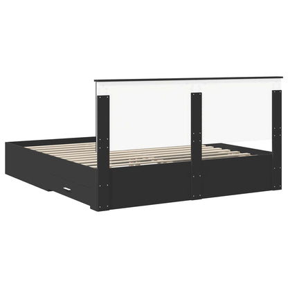 vidaXL Bettrahmen Schwarz und Silber 200 x 200 cm Holzwerkstoff