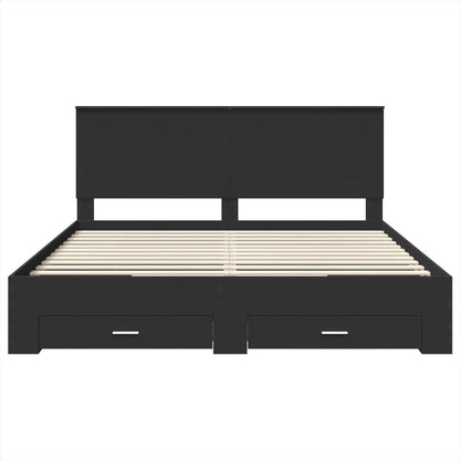vidaXL Bettrahmen Schwarz und Silber 200 x 200 cm Holzwerkstoff