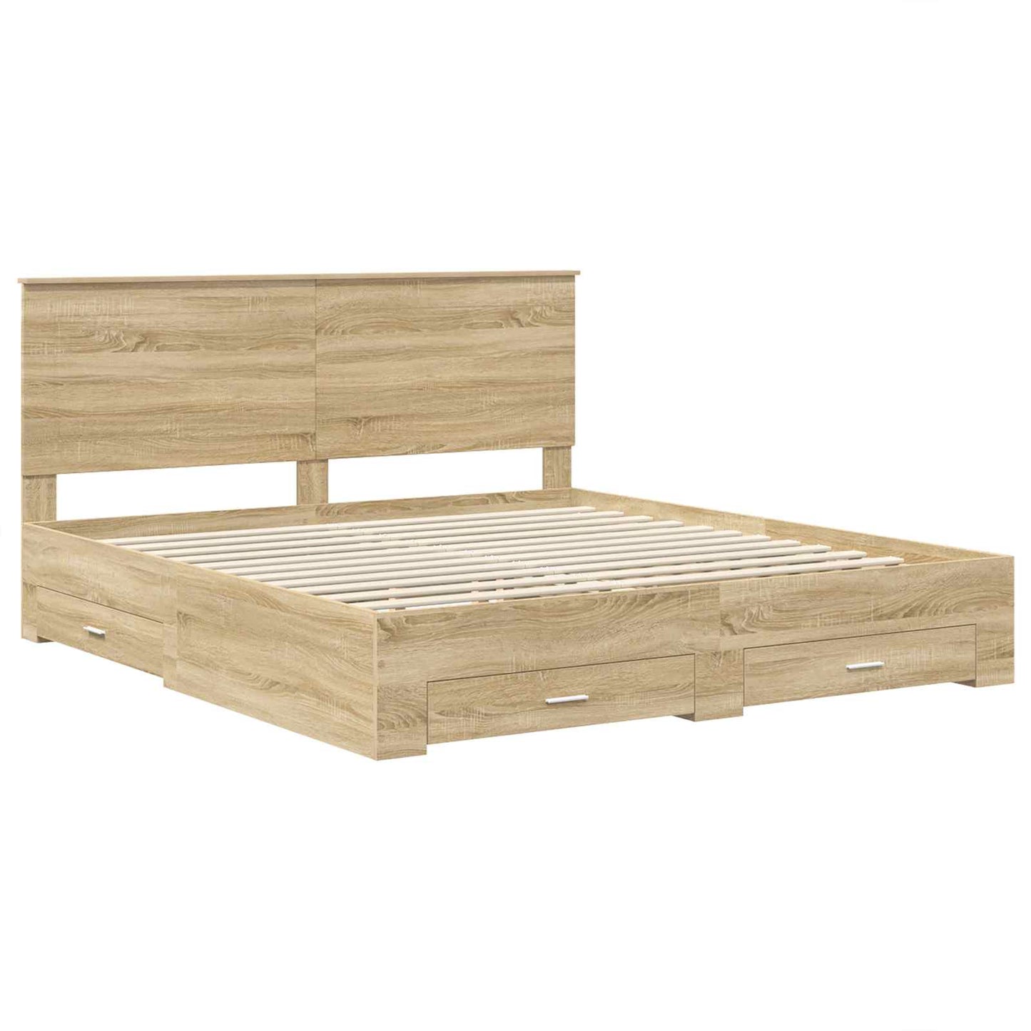 vidaXL Bettrahmen mit Kopfteil Sonoma-Eiche 200 x 200 cm Holzwerkstoff