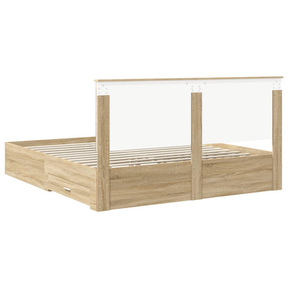 vidaXL Bettrahmen mit Kopfteil Sonoma-Eiche 200 x 200 cm Holzwerkstoff