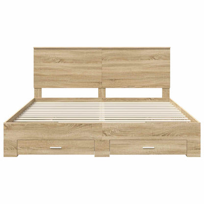 vidaXL Bettrahmen mit Kopfteil Sonoma-Eiche 200 x 200 cm Holzwerkstoff