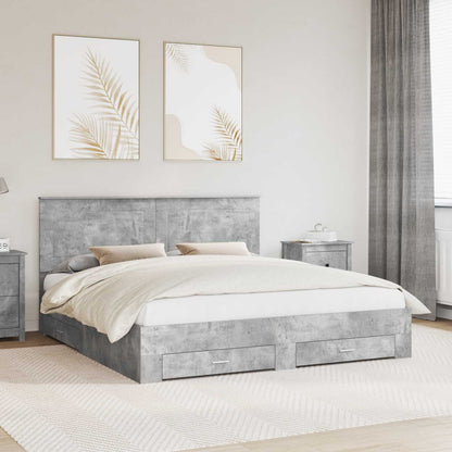 vidaXL Bettrahmen mit Kopfteil Beton Grau 200 x 200 cm Holzwerkstoff