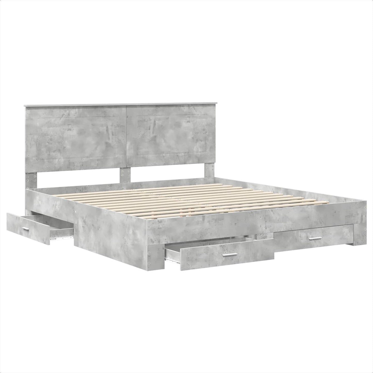 vidaXL Bettrahmen mit Kopfteil Beton Grau 200 x 200 cm Holzwerkstoff