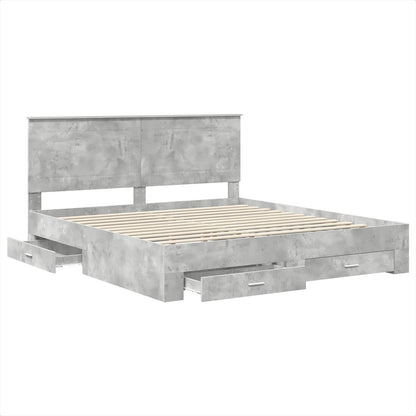 vidaXL Bettrahmen mit Kopfteil Beton Grau 200 x 200 cm Holzwerkstoff